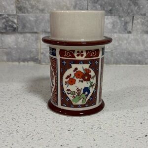 Vintage Colonial Candle Co. Japan Floral Porcelain Candle Holder 3 Way